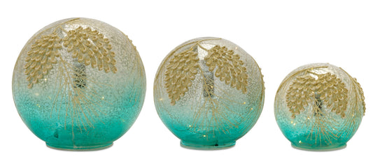 Orb (Set Of 3) 4.5"D, 6"D, 7"D Glass 3Aaa Or 3Aa Batteries, Not Included