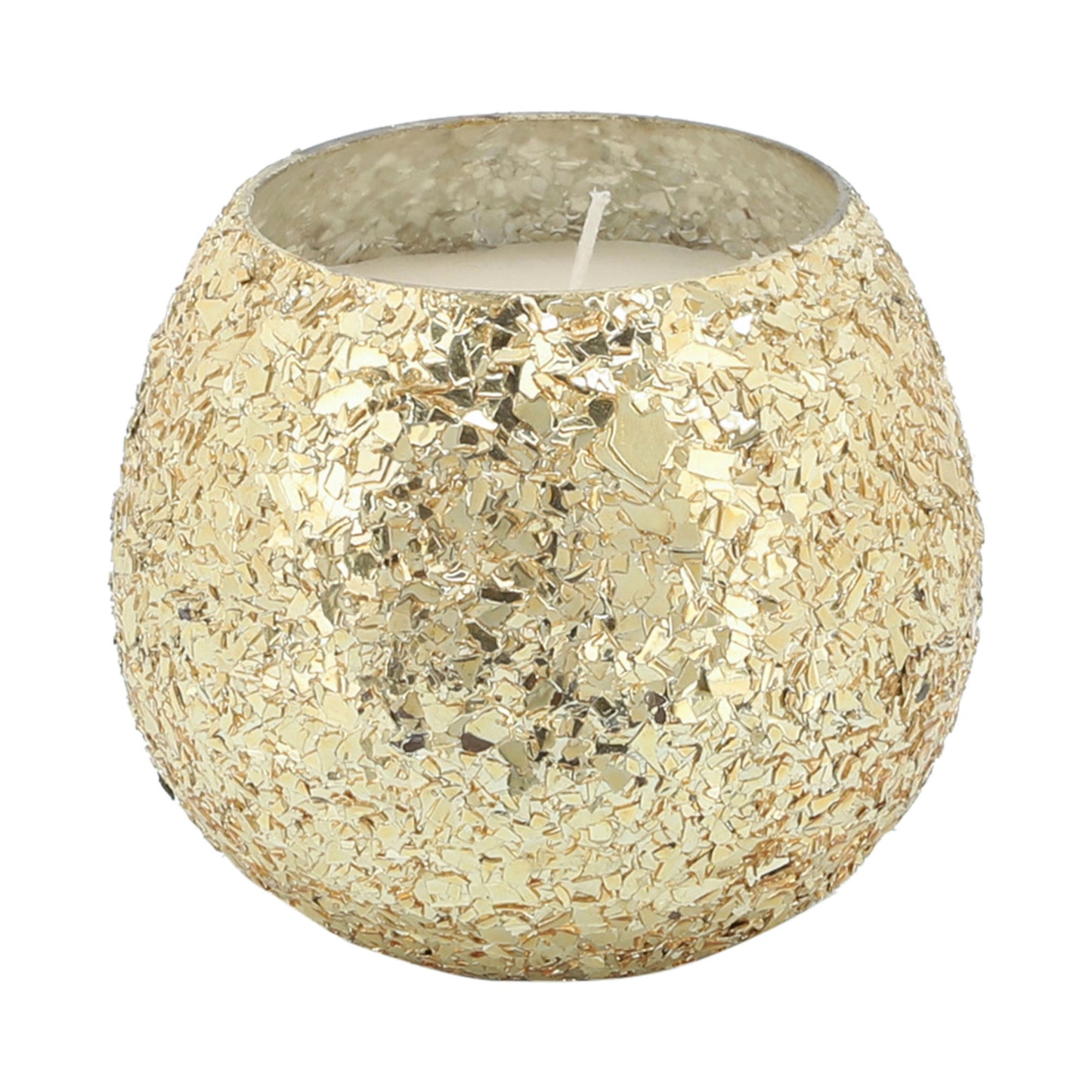 Candle On Gold Crackled Glass 11oz