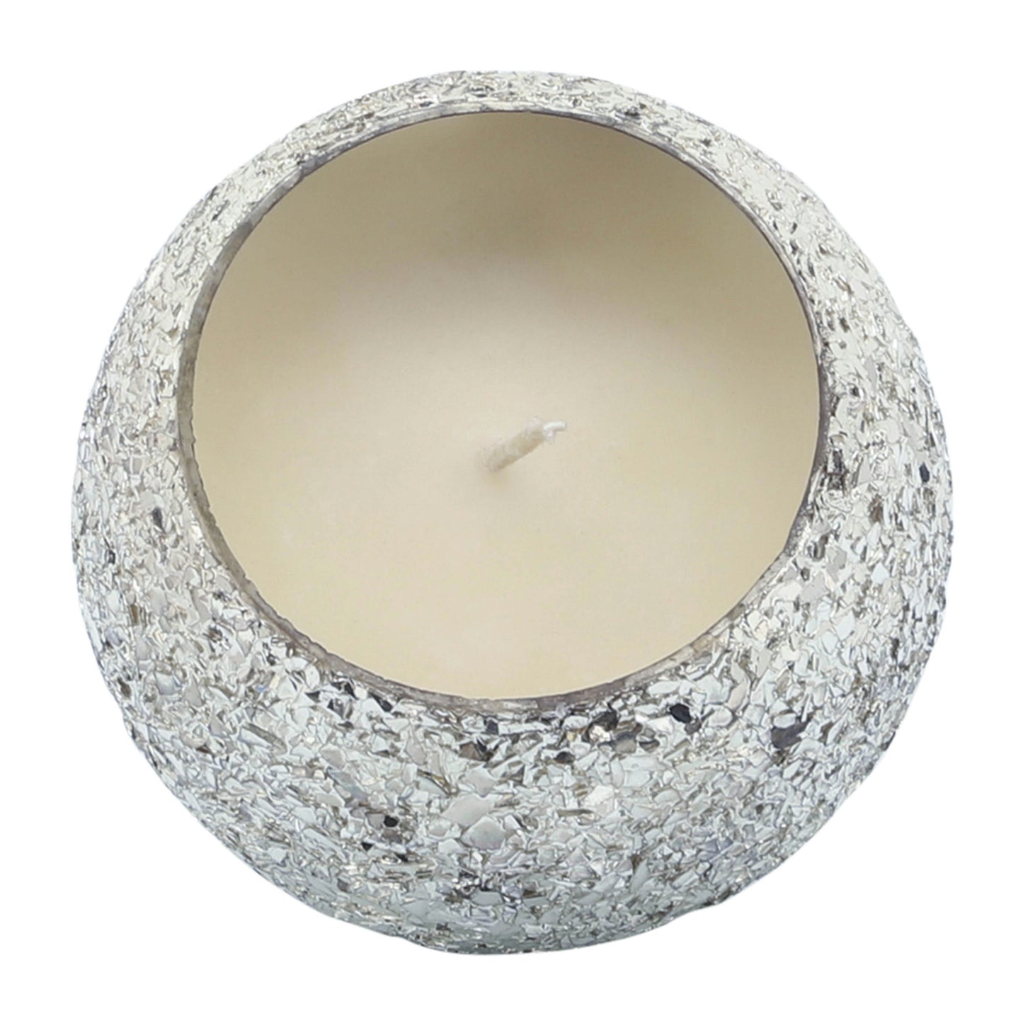 Candle On Silver Crackled Glass 11oz