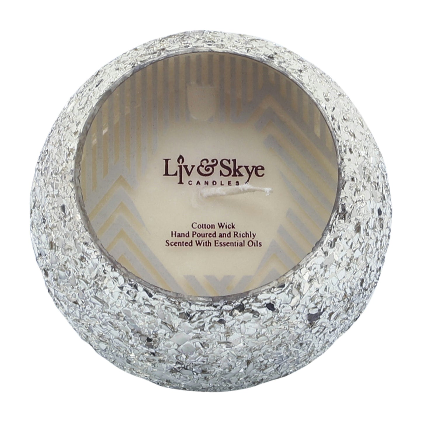 Candle On Silver Crackled Glass 11oz