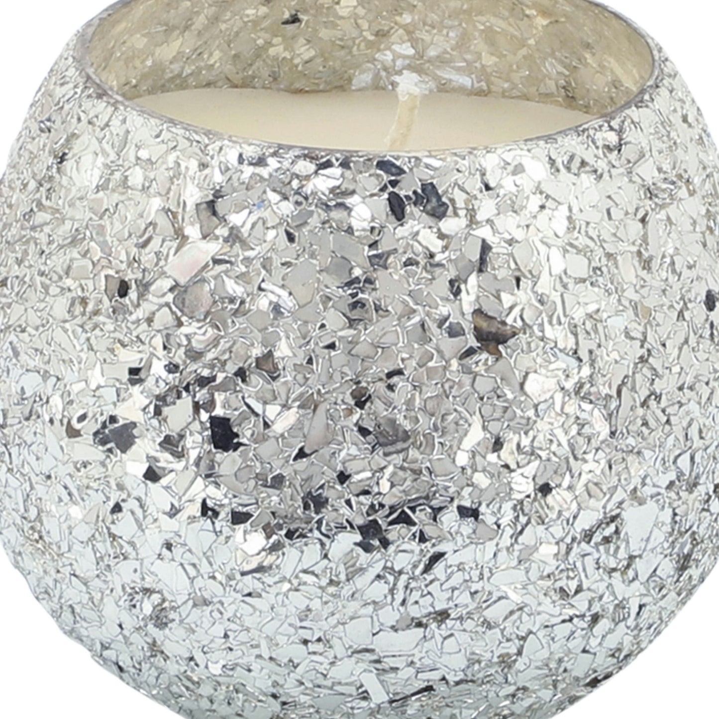 Candle On Silver Crackled Glass 11oz