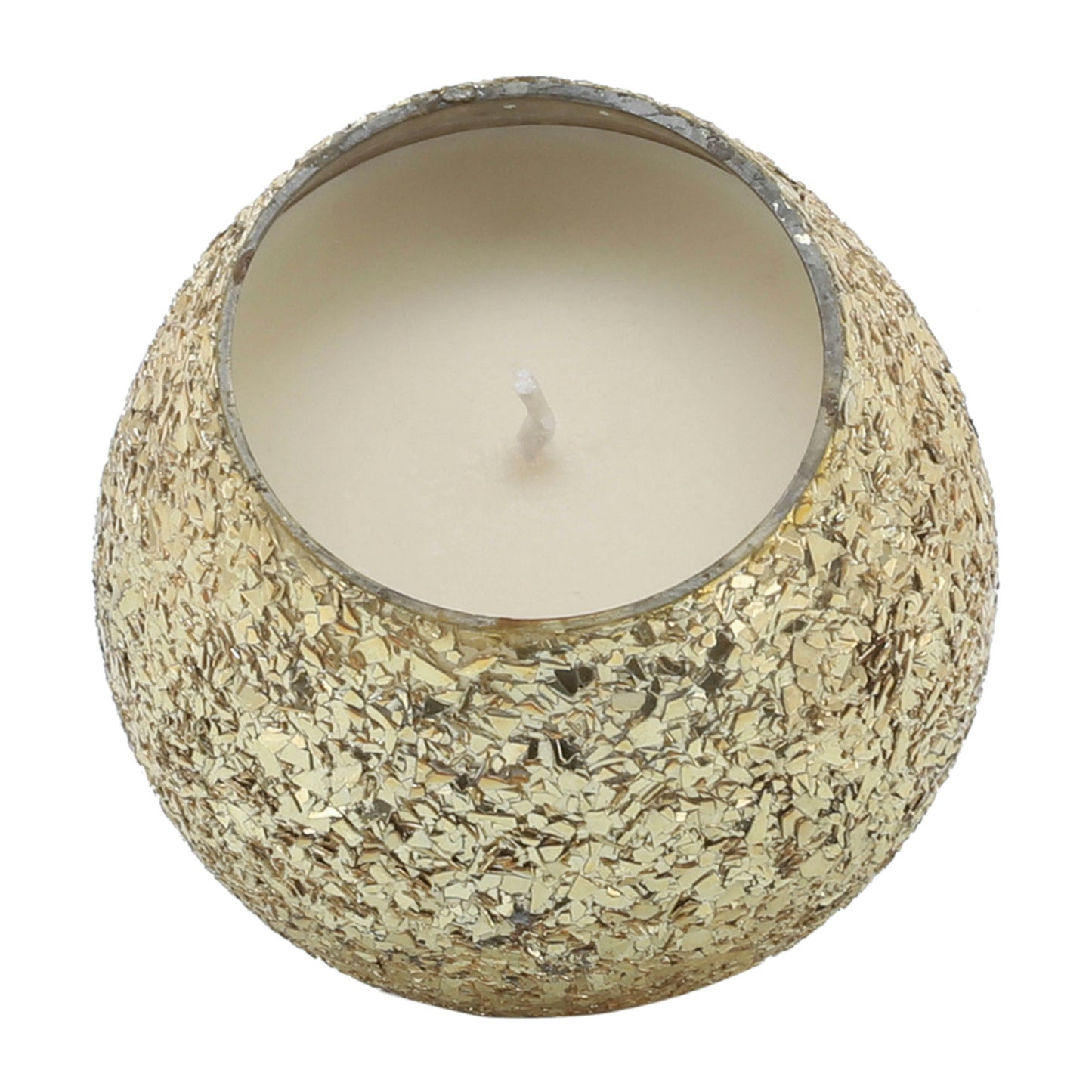 Candle On Gold Crackled Glass 17oz