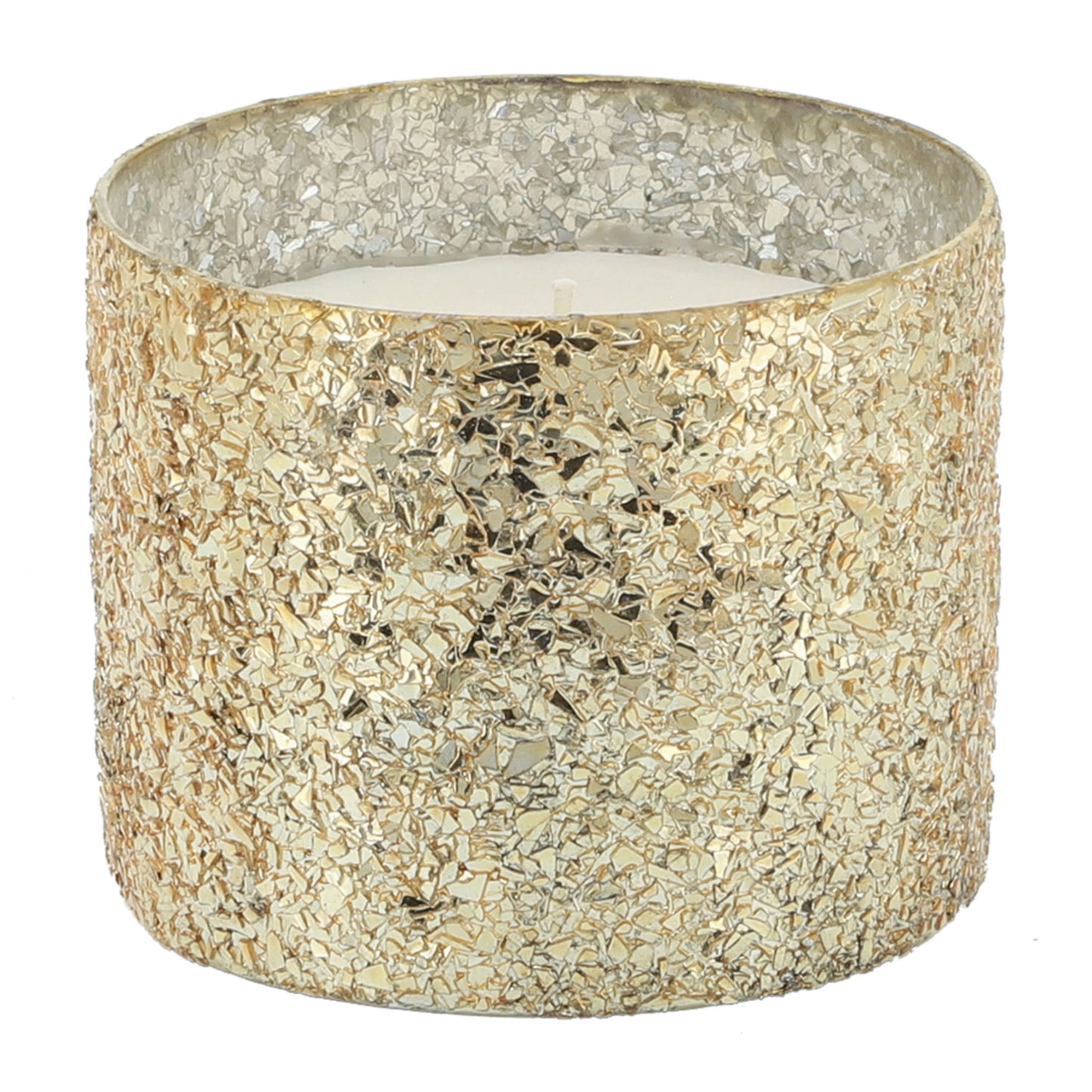 Candle On Gold Crackled Glass 26oz