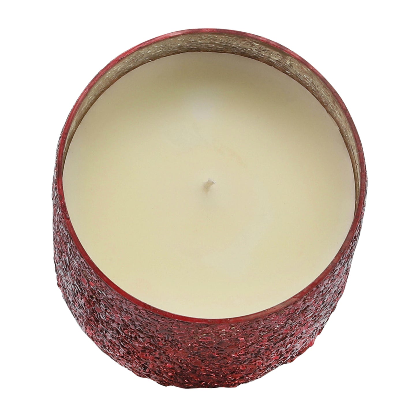 Candle On Red Crackled Glass 26oz