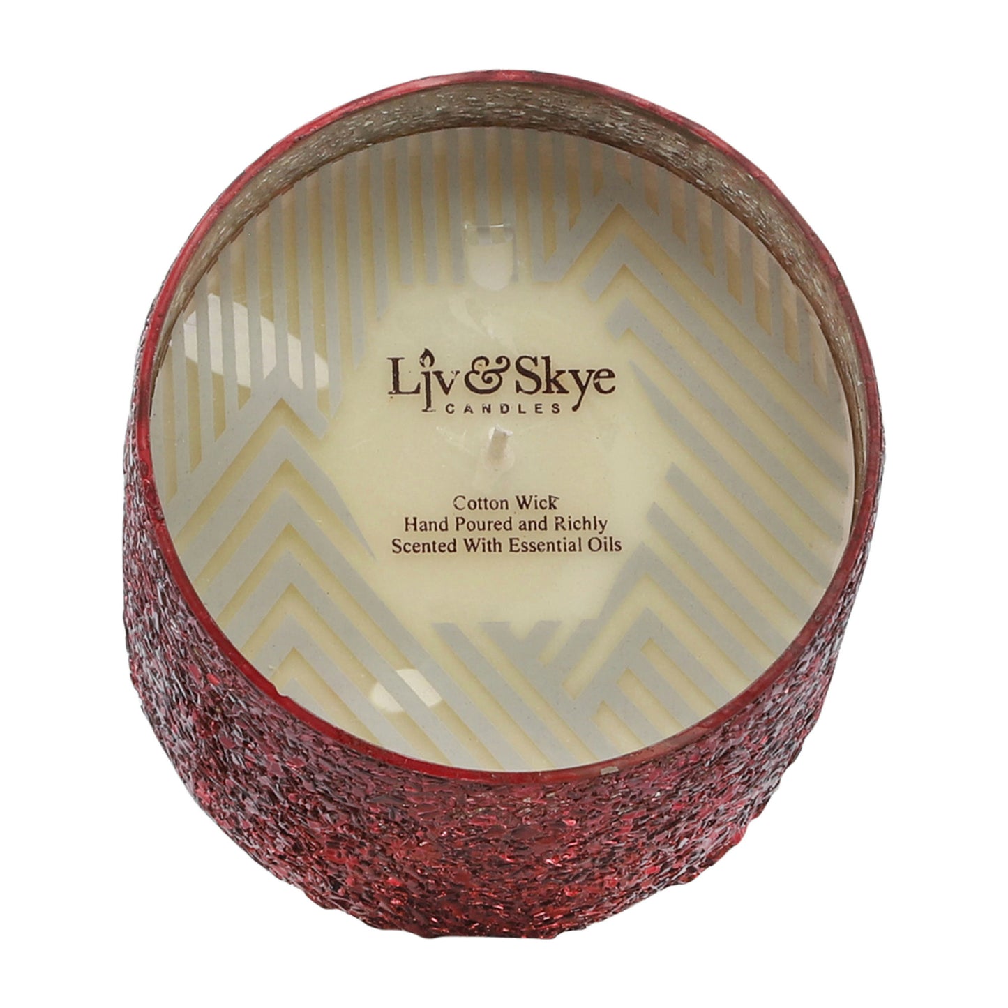 Candle On Red Crackled Glass 26oz