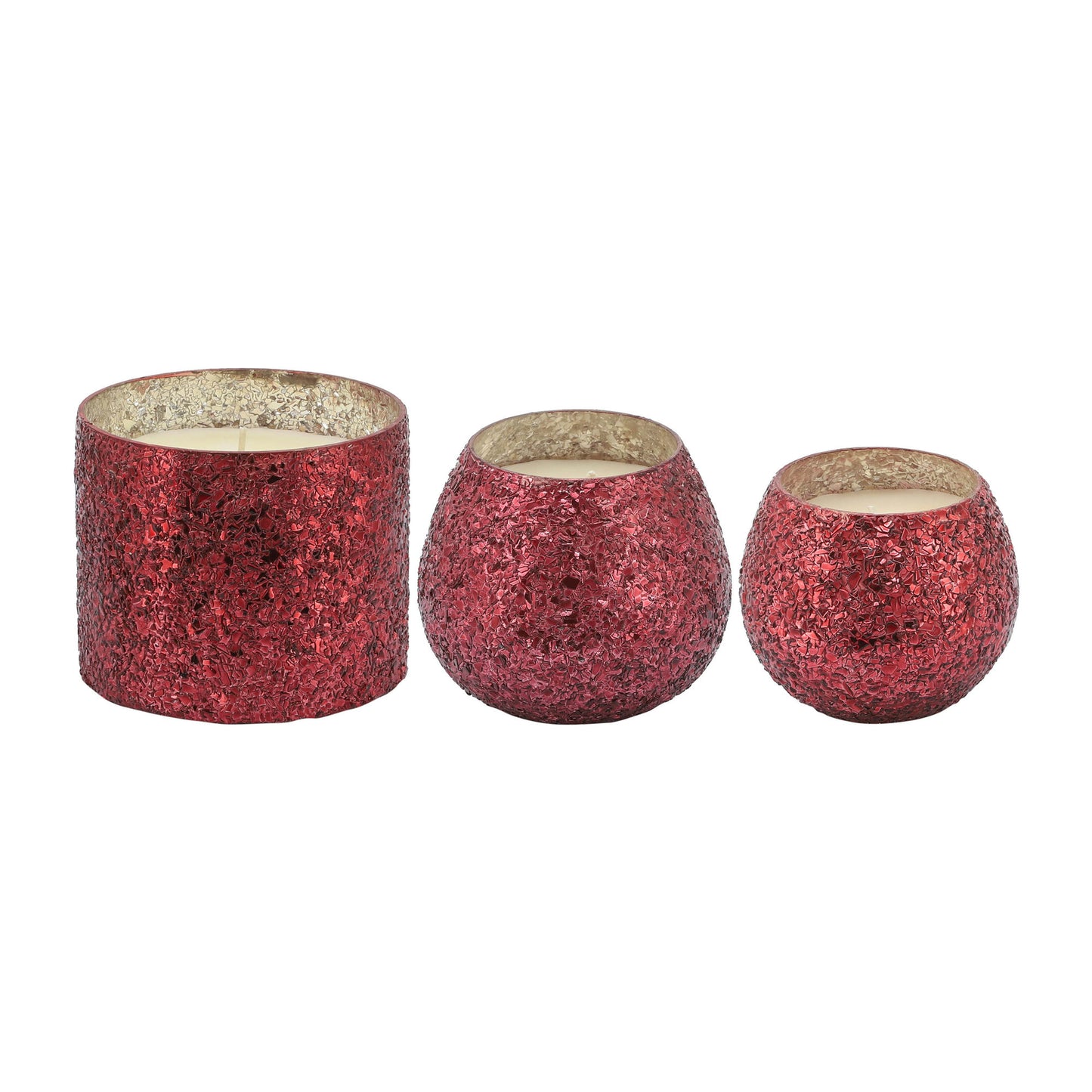 Candle On Red Crackled Glass 26oz
