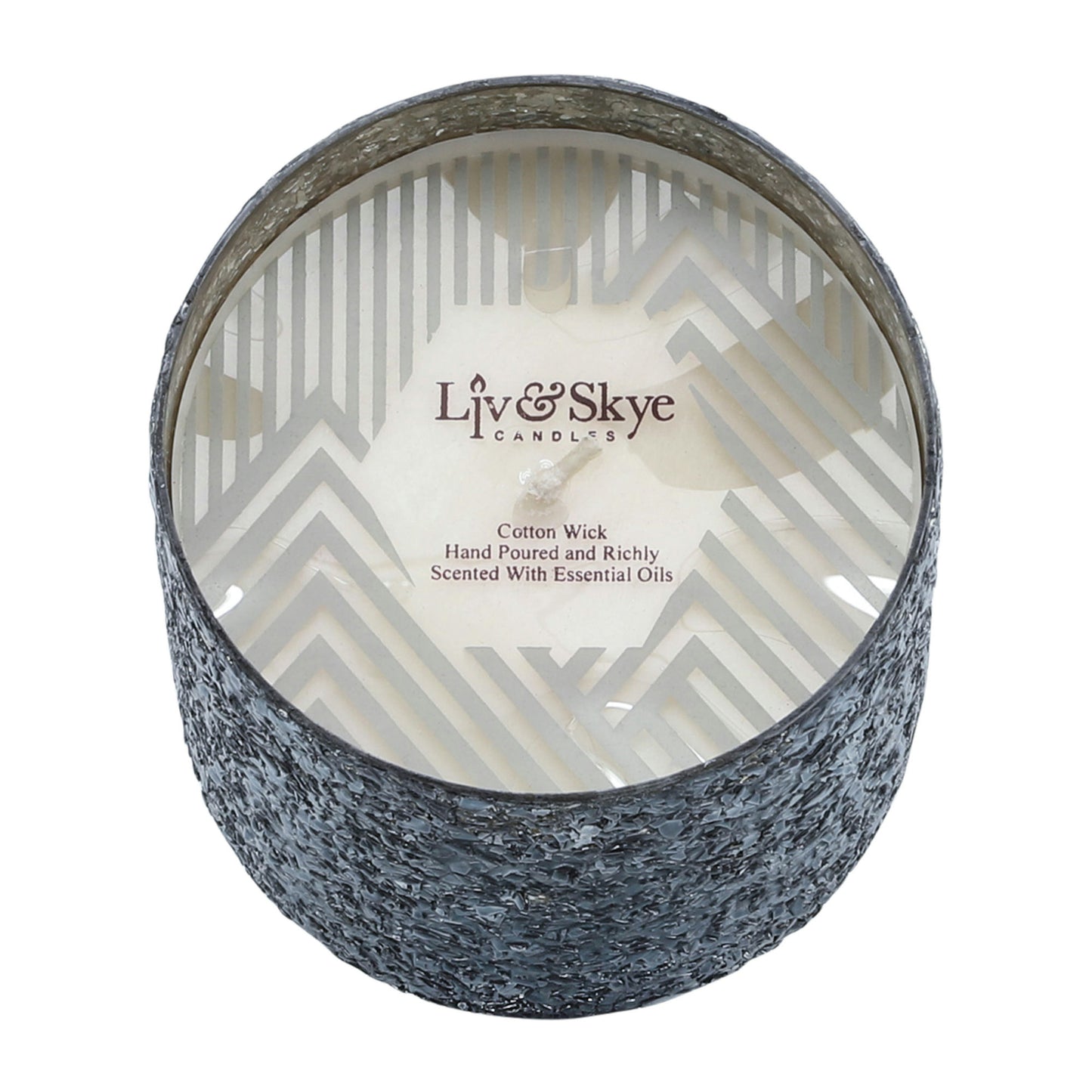 Candle On Gray Crackled Glass 26oz