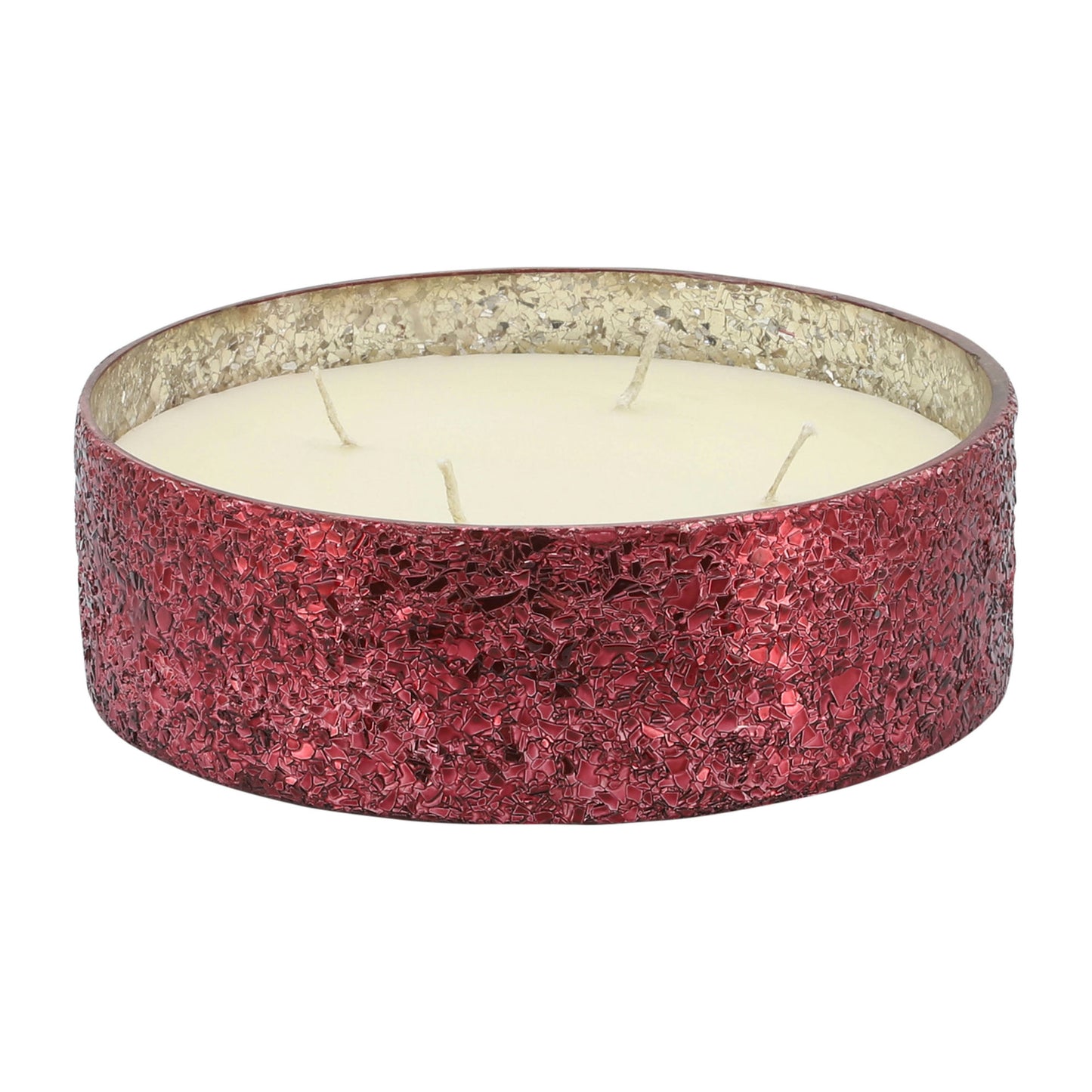 Candle On Red Crackled Glass 49oz