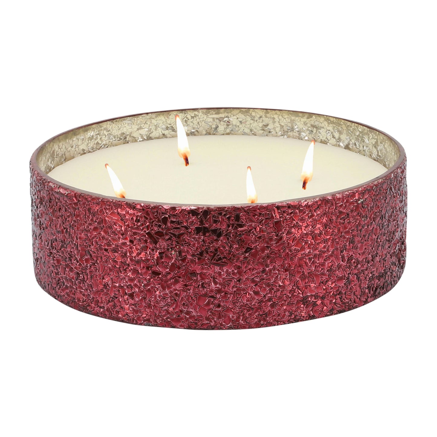Candle On Red Crackled Glass 49oz