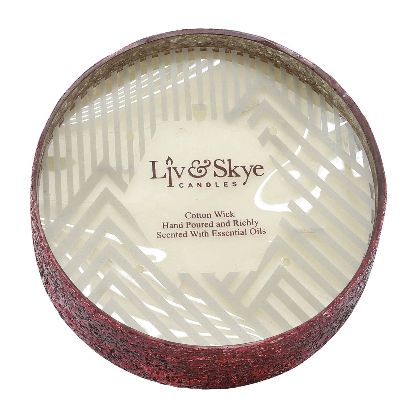 Candle On Red Crackled Glass 49oz