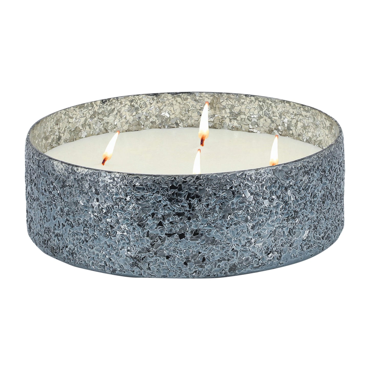 Candle On Gray Crackled Glass 49oz