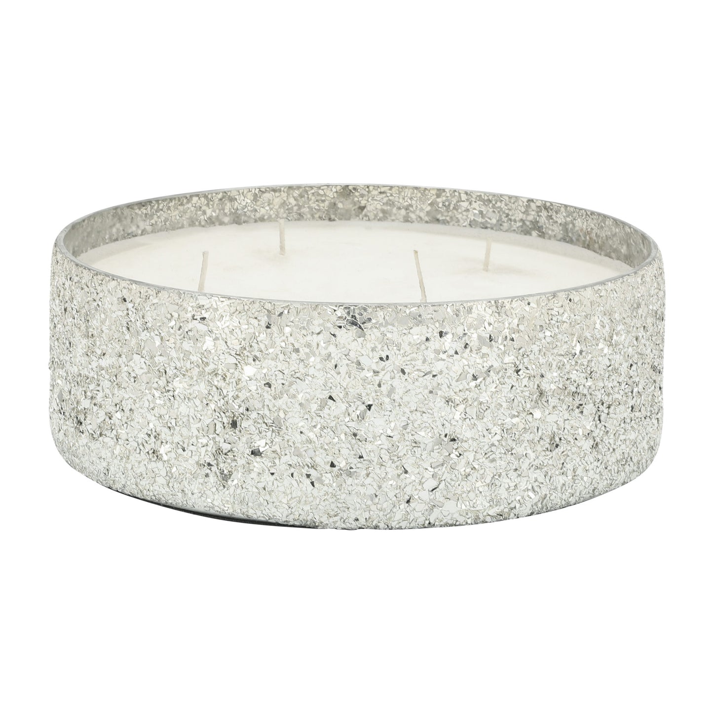 Candle On Silver Crackled Glass 49oz
