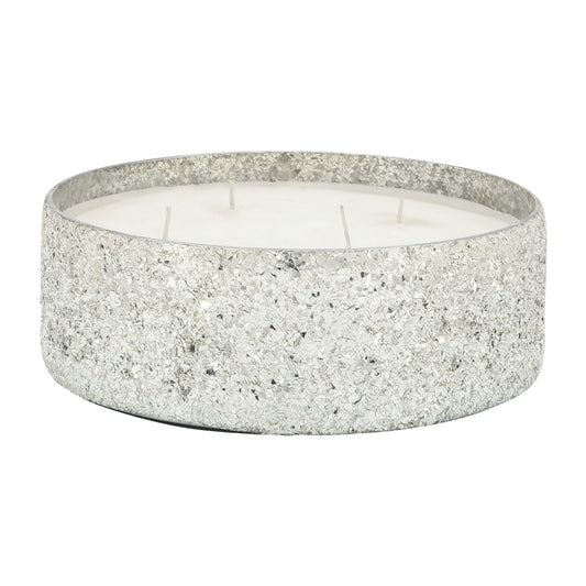 Candle On Silver Crackled Glass 49oz