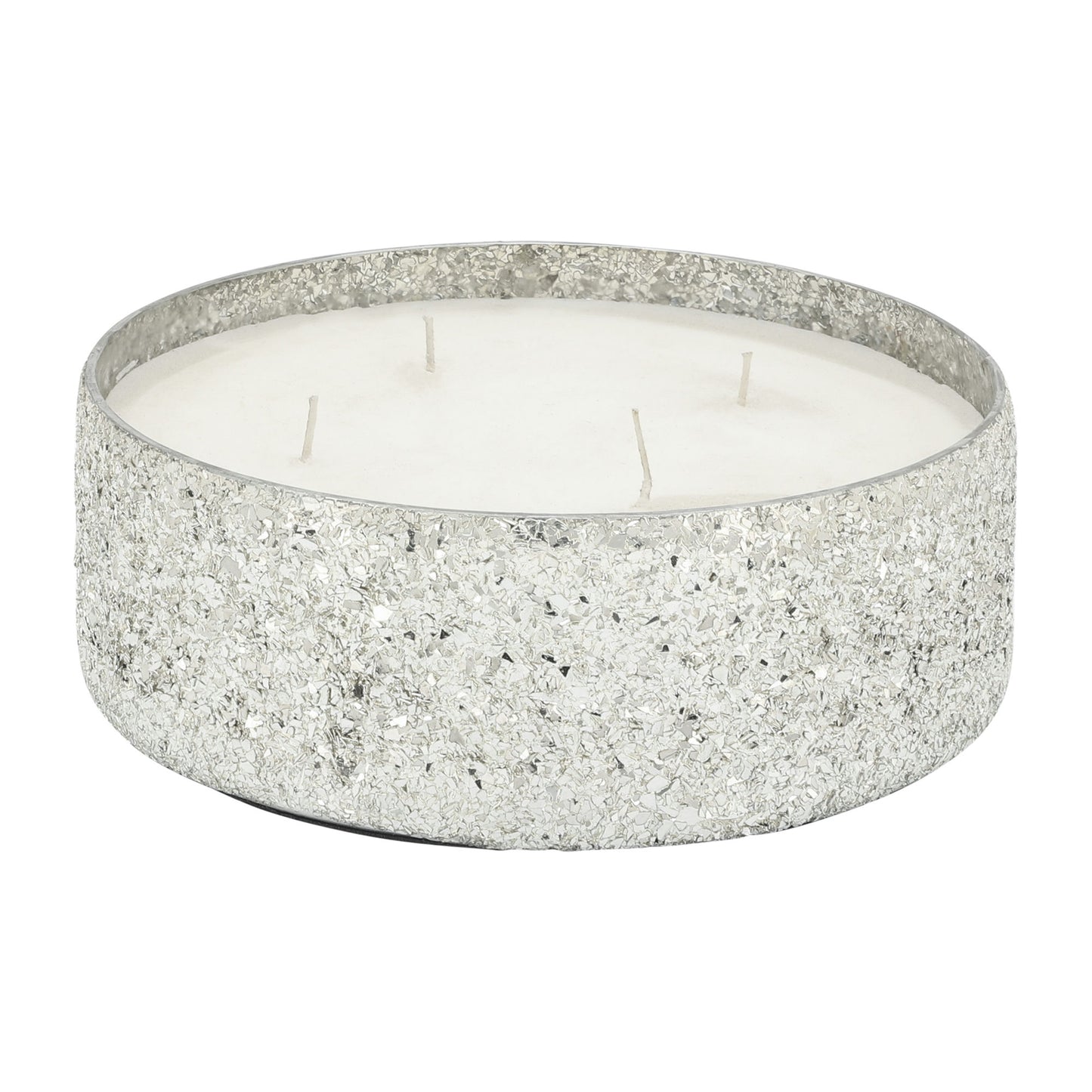 Candle On Silver Crackled Glass 49oz