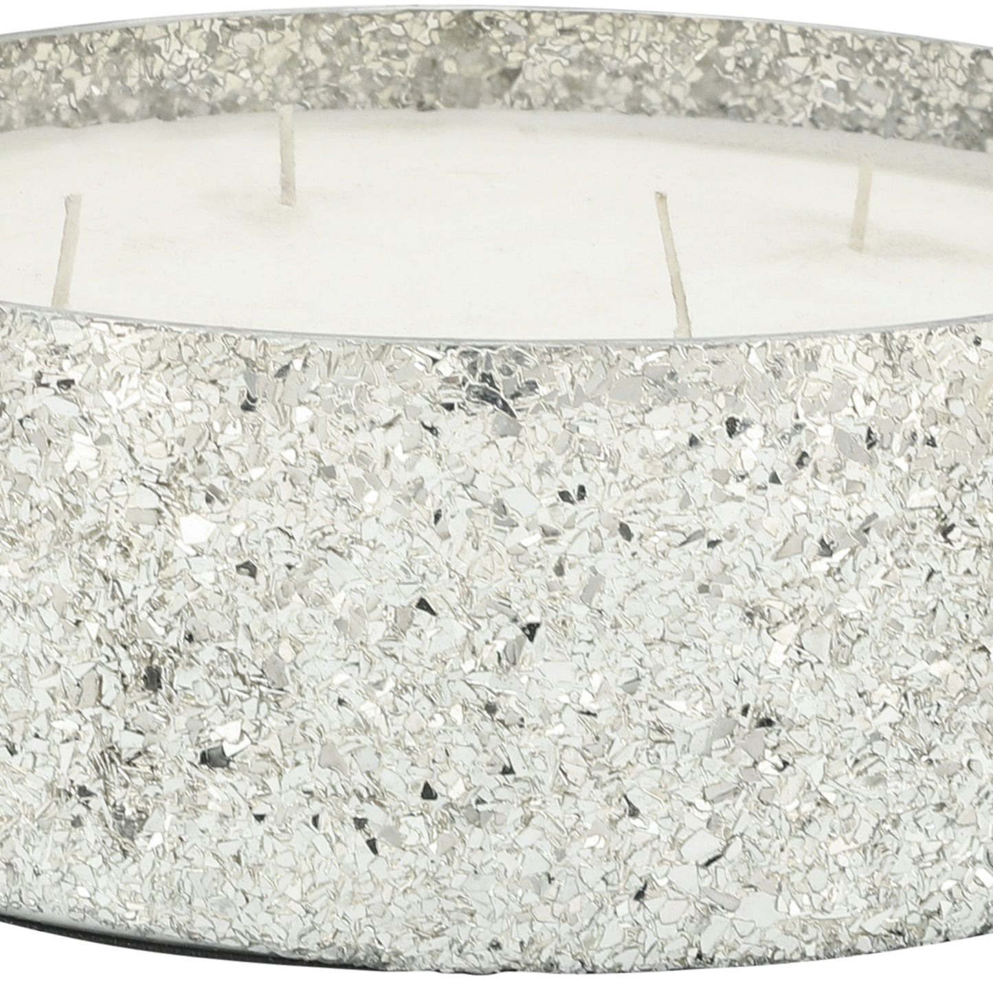 Candle On Silver Crackled Glass 49oz