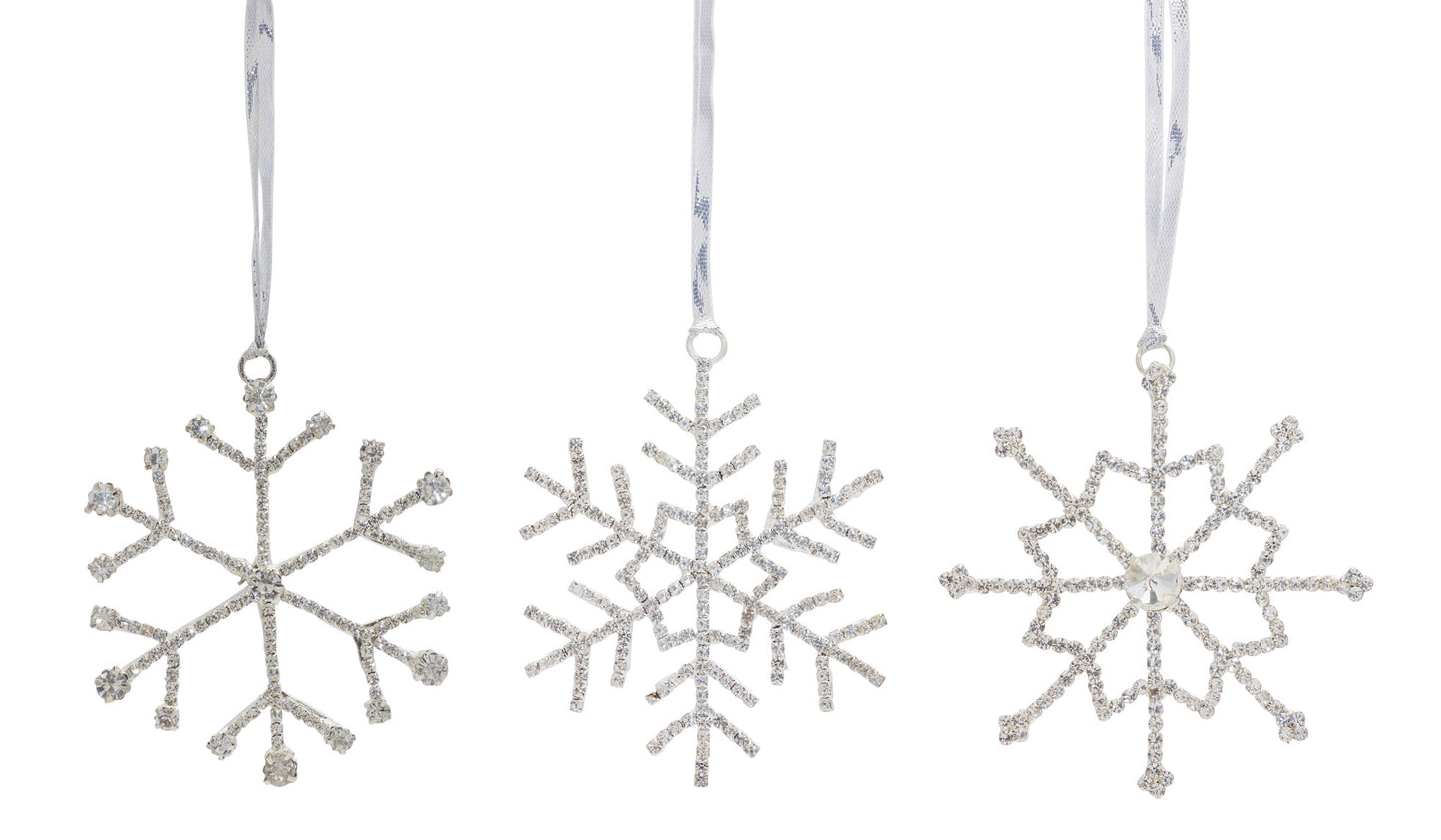Jewel Snowflake (Set Of 12) 3.5"H Iron/Glass