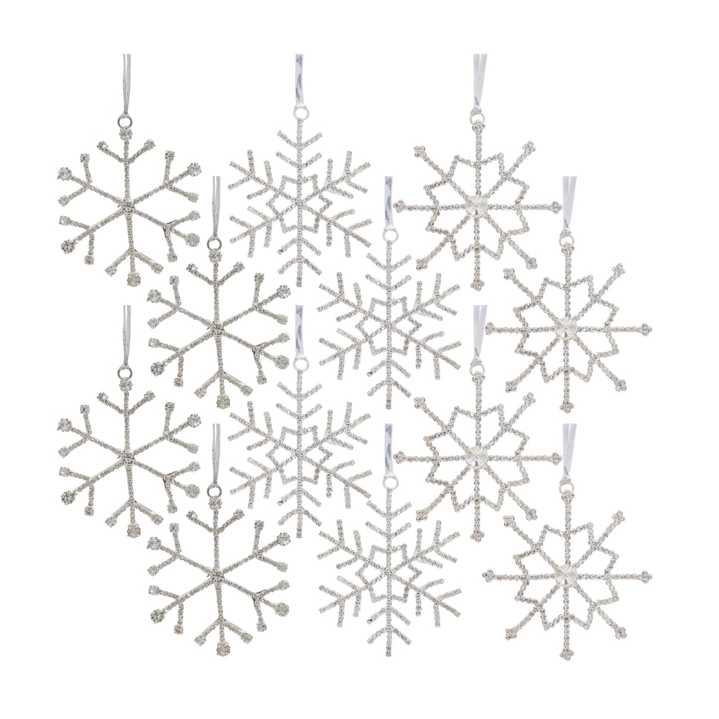 Jewel Snowflake (Set Of 12) 3.5"H Iron/Glass