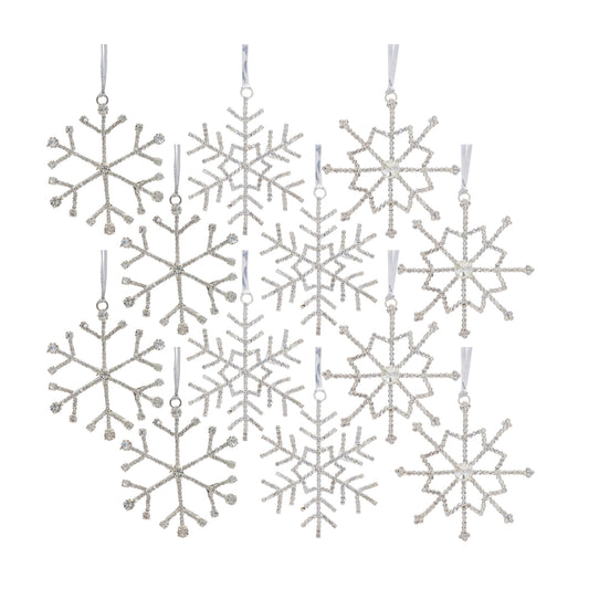 Jewel Snowflake (Set Of 12) 3.5"H Iron/Glass