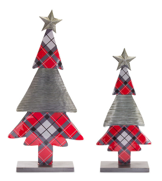 Plaid Tree (Set Of 2) 20.5"H, 27"H Iron