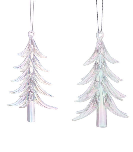 Tree Ornament (Set Of 6) 4"H, 6"H Glass, Silver