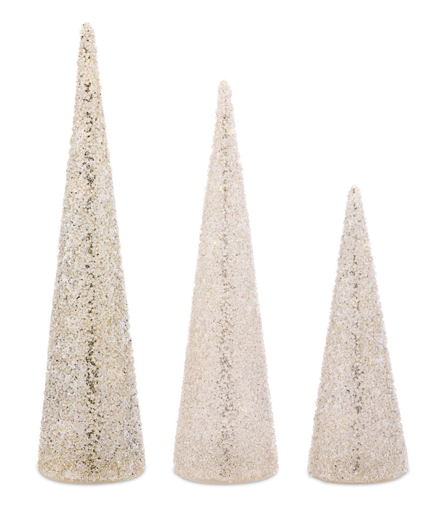 Led Tree (Set Of 3) 10.25"H, 13.75"H, 16"H Glass 6 Hr Timer