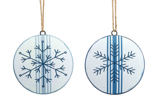 Snowflake Disc Ornament (Set Of 12) 6.5"H Metal