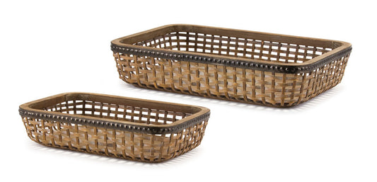 Tray (Set Of 2) 16"L x 11"W, 20"L x 14"W Bamboo/Wood