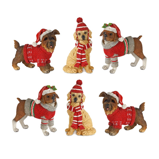 Winter Dog (Set Of 6) 5"H, 5.5"H, 6"H Resin