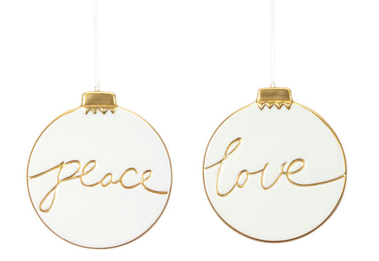 Love And Peace Ornament (Set Of 12) 5"H Ceramic