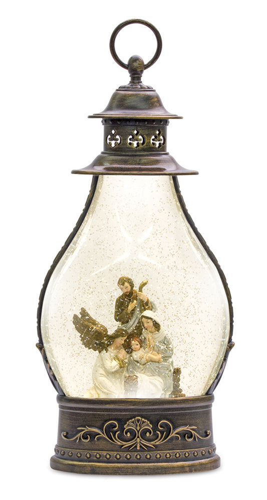 Snow Globe Lantern W/Holy Family 15.5"H Plastic 6 Hr Timer