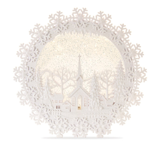 Church Scene Snow Globe 12.25"H Plastic 6 Hr Timer