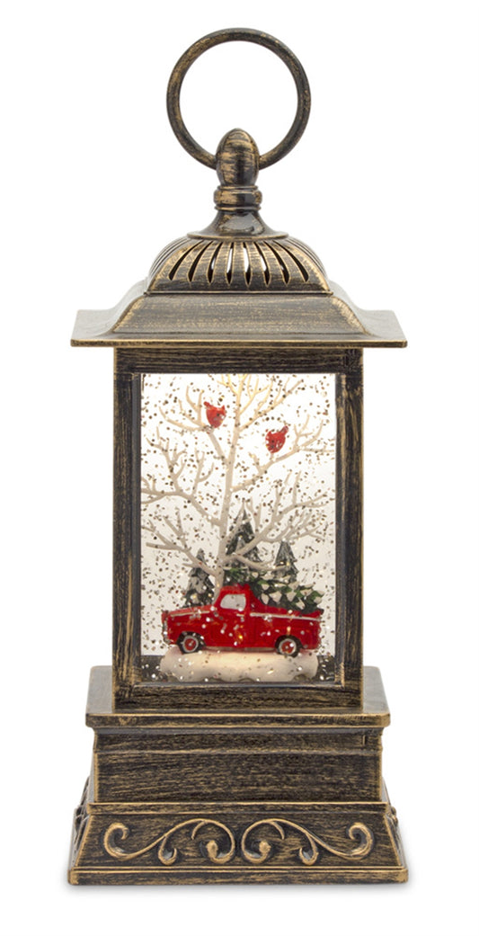 Snow Globe Lantern W/Truck 10.25"H Plastic 6 Hr Timer