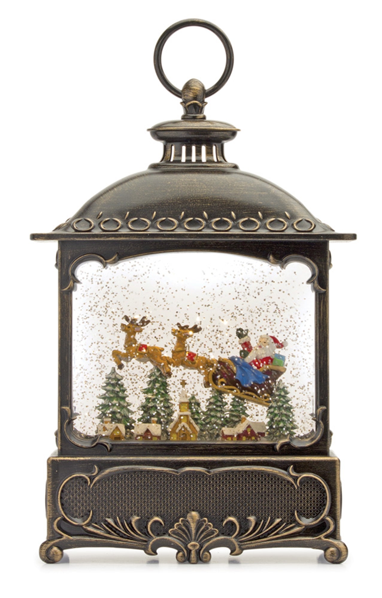 Snow Globe Lantern W/Santa 12"H Plastic 6 Hr Timer