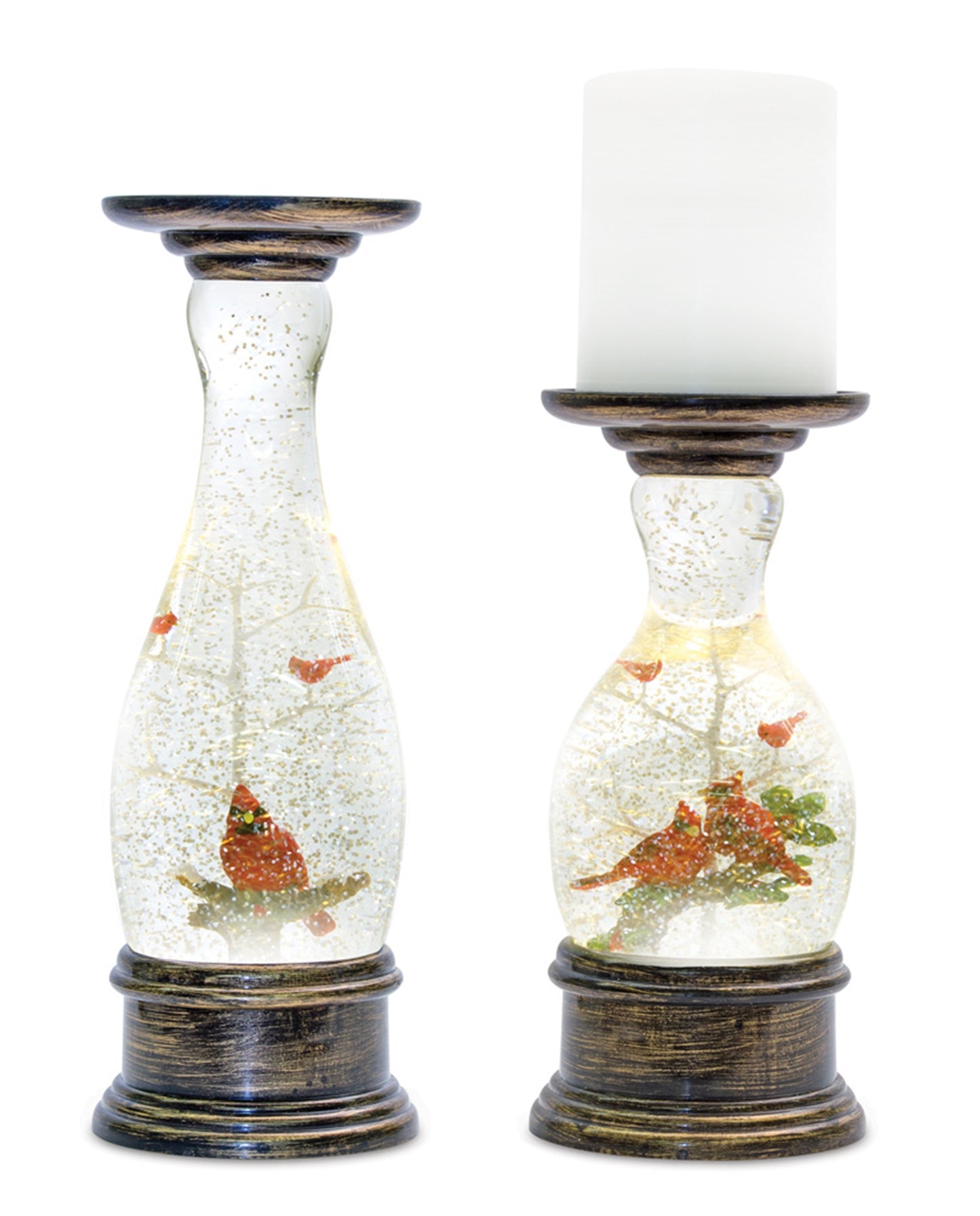 Snow Globe Candle Holder (Set Of 2) 8.5"H, 11"H Plastic 6 Hr Timer