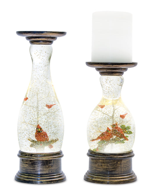 Snow Globe Candle Holder (Set Of 2) 8.5"H, 11"H Plastic 6 Hr Timer