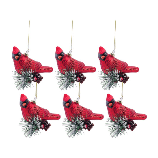 Cardinal Ornament 4.75"H (Set Of 6) Glass