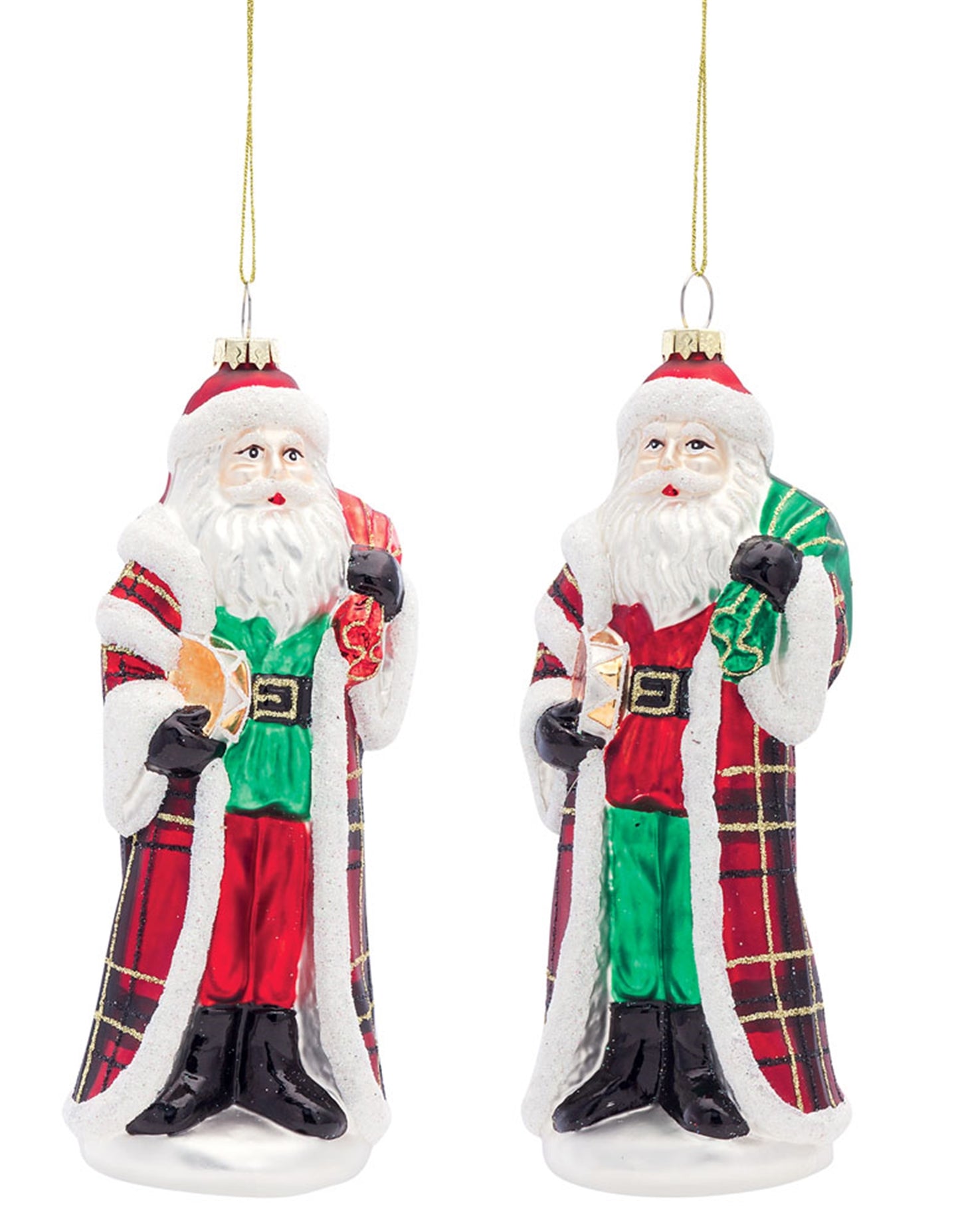 Santa Ornament (Set Of 6) 7.25"H Glass