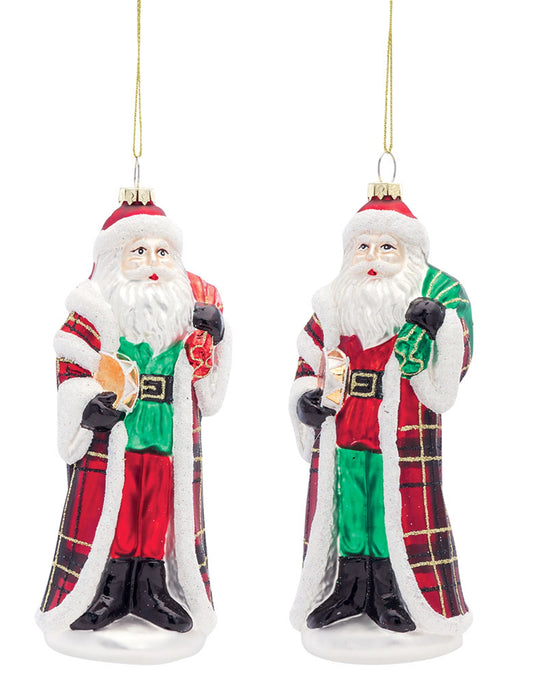 Santa Ornament (Set Of 6) 7.25"H Glass
