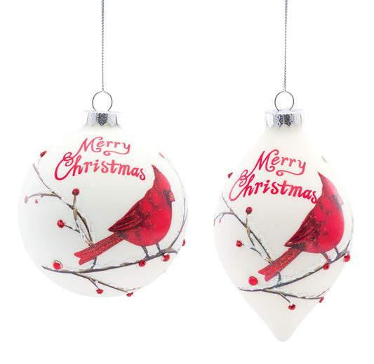 Cardinal Ornament (Set Of 6) 4.75"H, 6"H Glass