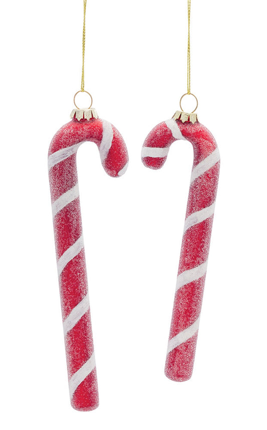 Candy Cane Ornament (Set Of 12) 6.5"H, 7.25"H Glass