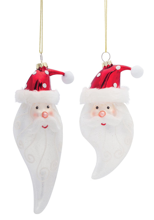 Santa Head Ornament (Set Of 6) 6.25"H, 7"H Glass