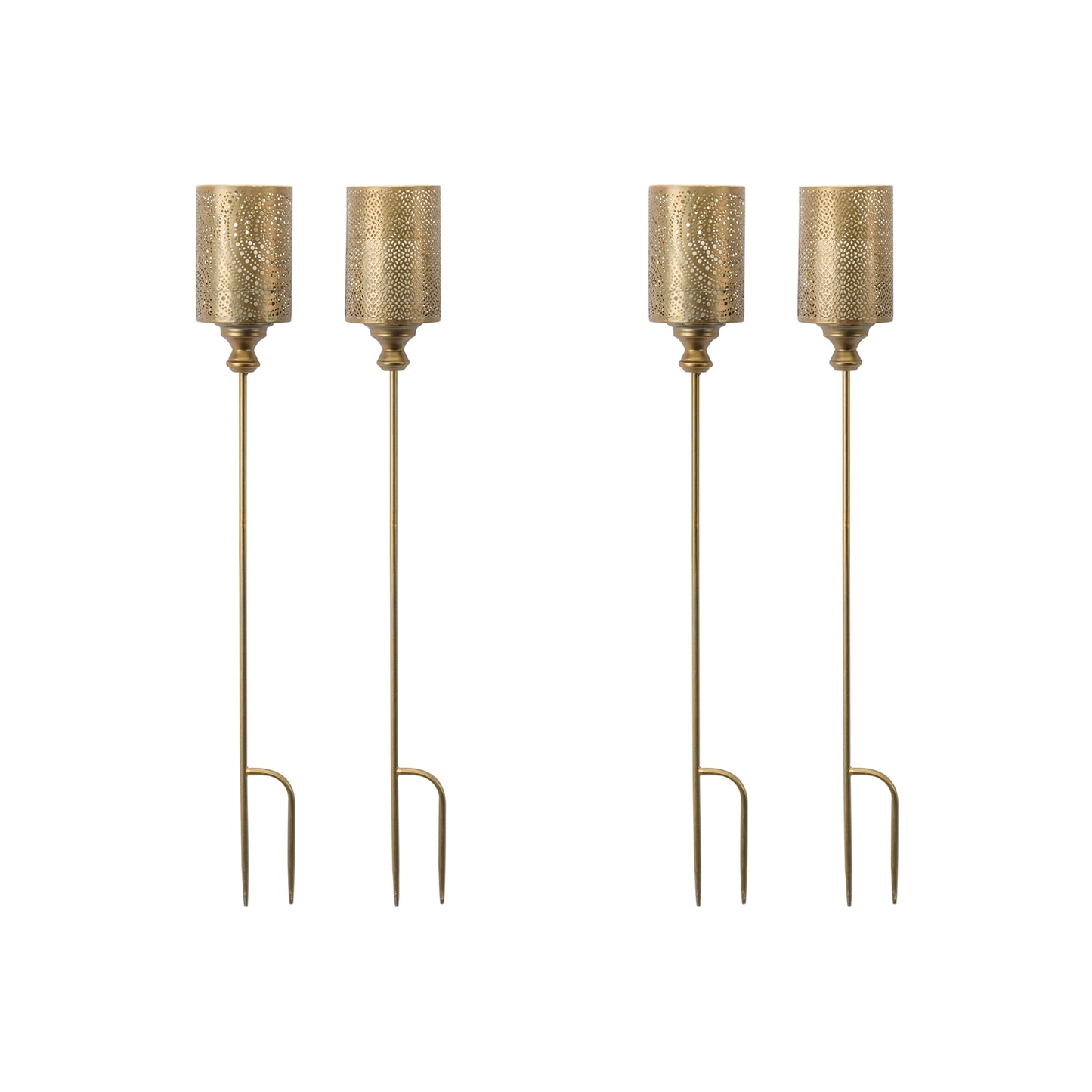 Garden Stake (Set Of 4) 40"H Metal, Gold
