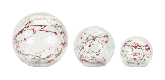 Led Globe (Set Of 3) 4.5"D, 5.75"D, 7.5"D Glass