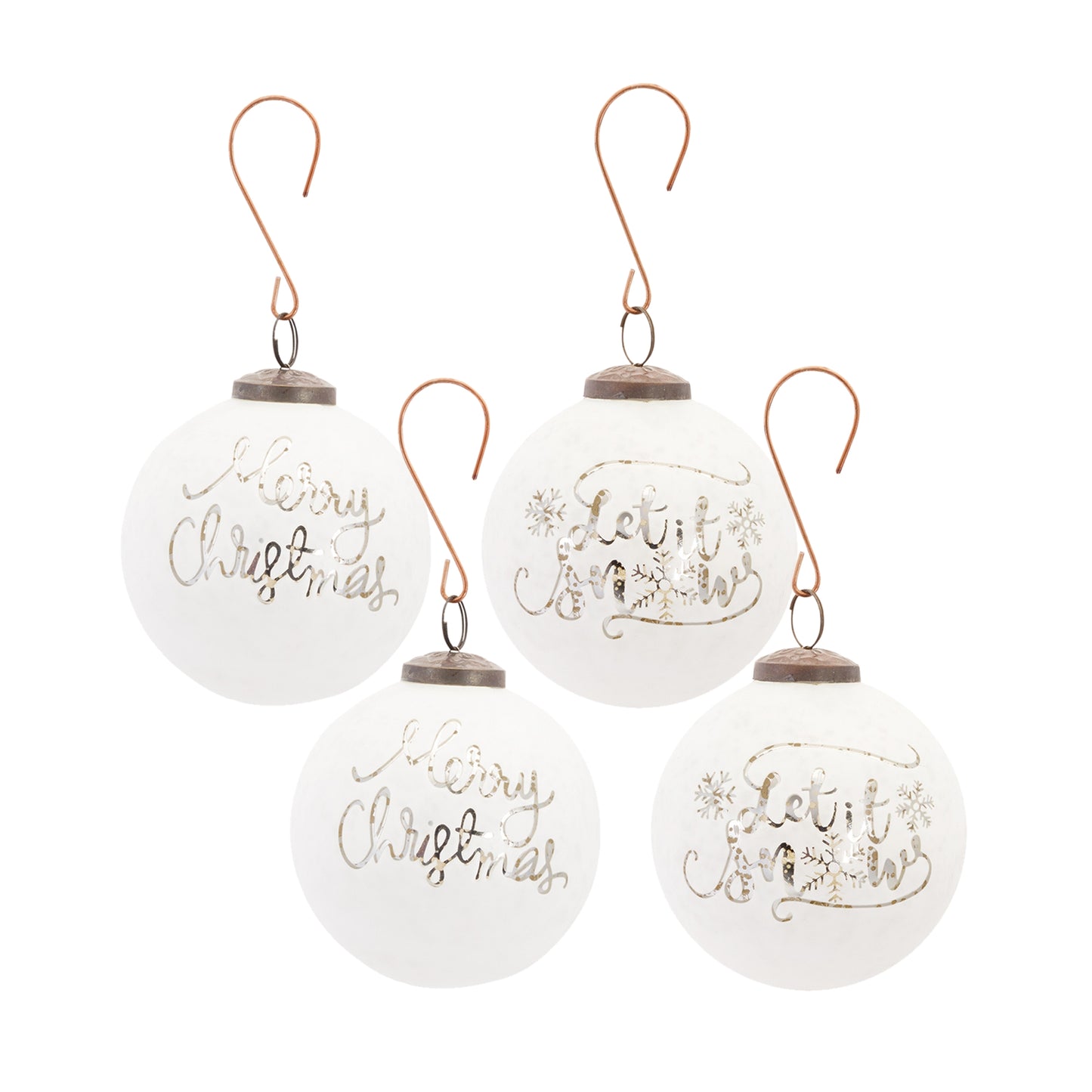 Ornament (Set Of 4) 4"D Glass