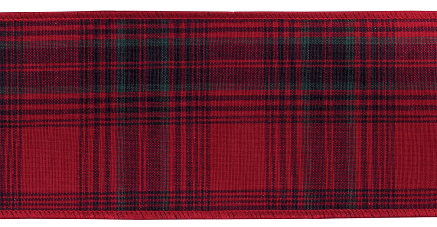 Ribbon 4" x 10 Yds. (Set Of 2) Wired Cotton, Red, Black