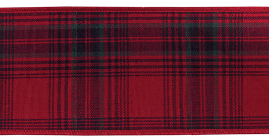 Ribbon 4" x 10 Yds. (Set Of 2) Wired Cotton, Red, Black