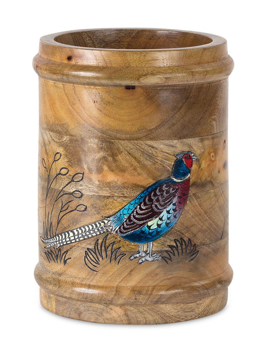 Pheasant Container 6.5"D x 9"H Wood