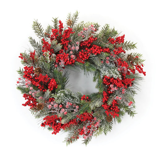 Pine And Berry Wreath 23"D Plastic/Foam