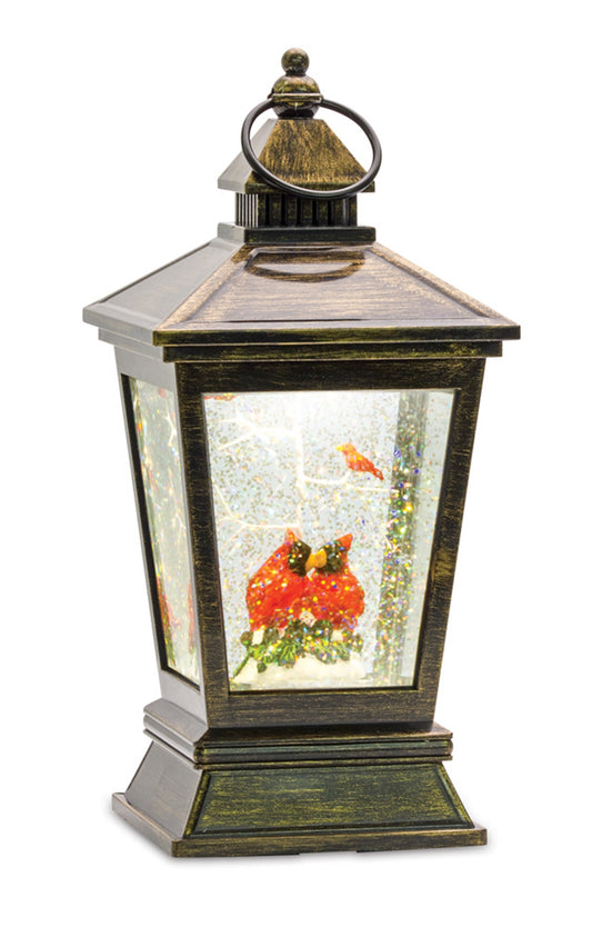Cardinal Snow Globe Lantern 10.5"H Acrylic 6 Hr Timer