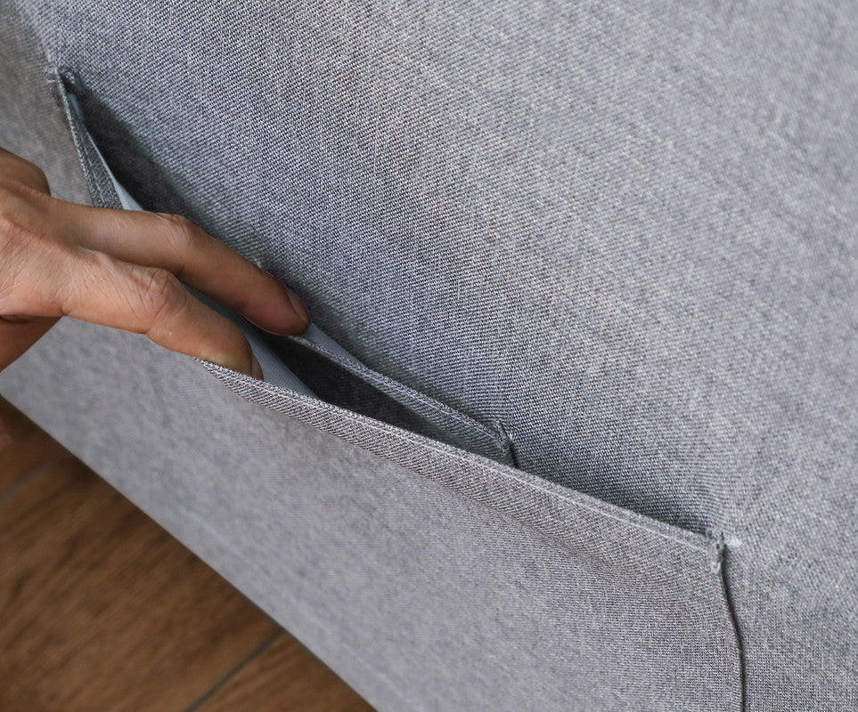 Lilola Home Zoey Light Gray Linen Convertible Sleeper Loveseat with Side Pocket